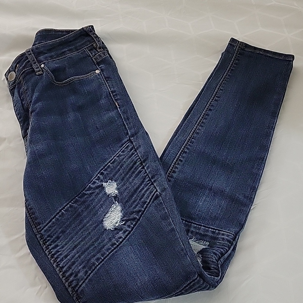 Kendall + Kylie denim distressed moto jeans, 26,